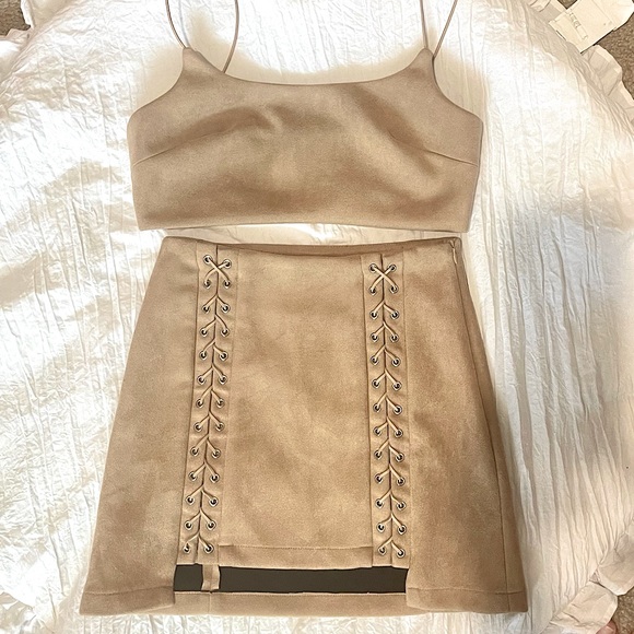 Maniere De Voir Dresses & Skirts - Two piece set (tan suede)